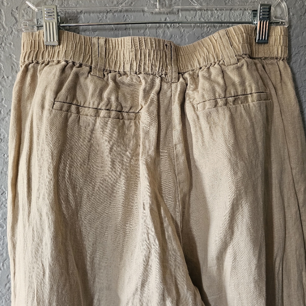 Magaschoni Cream Wide-Leg Linen-Blend Chinos Size M - Picture 3 of 6